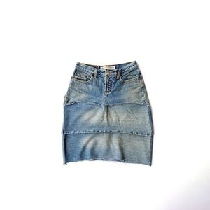 Deconstructed denim mini skirt